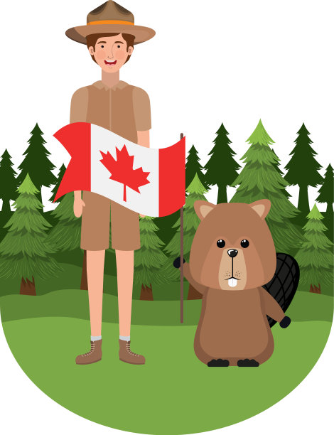 海狸动物和护林员加拿大设计图片下载