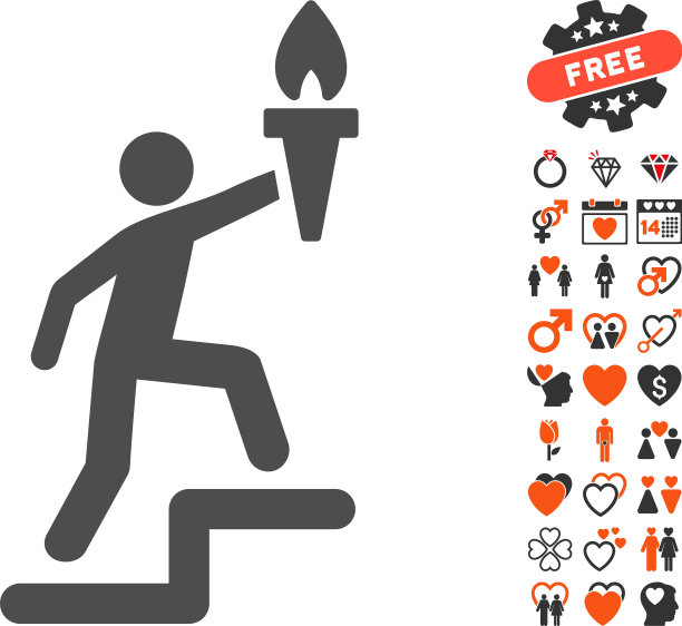 攀爬领袖与可爱的奖金火炬图标图片下载