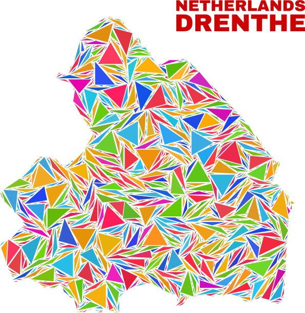 德伦省地图-彩色三角形马赛克图片下载