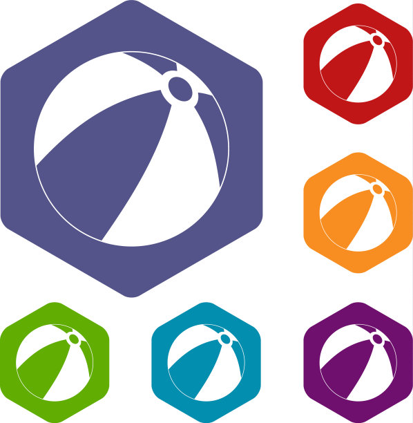 球为儿童玩图标设置六边形图片下载