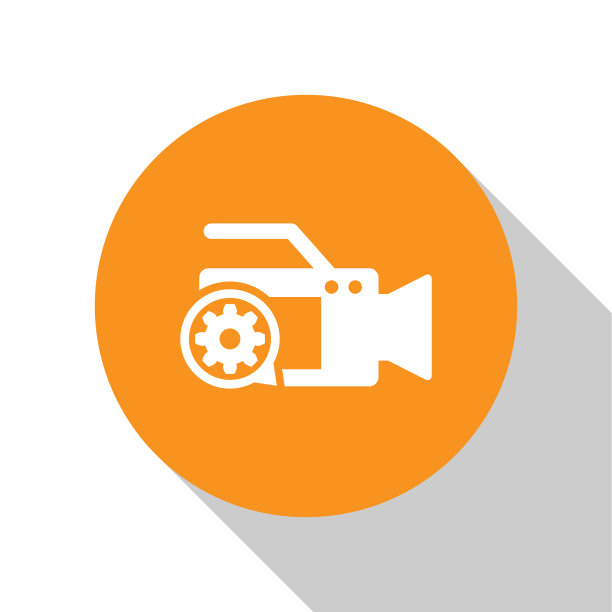 白色摄像机和齿轮图标孤立在白色图片下载