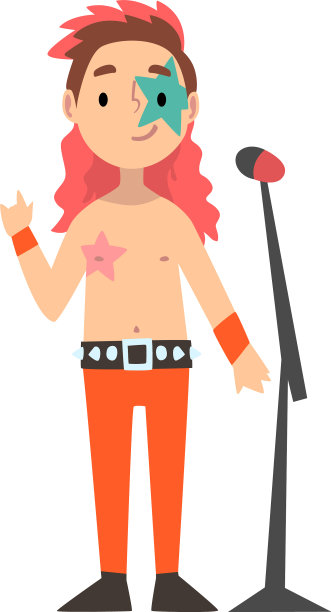 男孩流行歌手角色与麦克风孩子图片下载