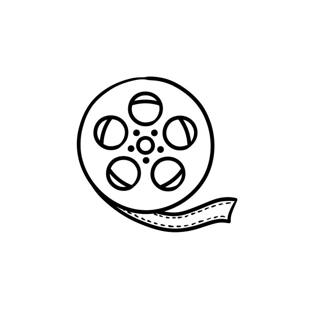 电影摄像机卷轴手绘轮廓涂鸦图标图片下载