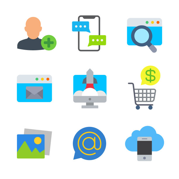 营销和seo彩色时尚图标包3图片下载
