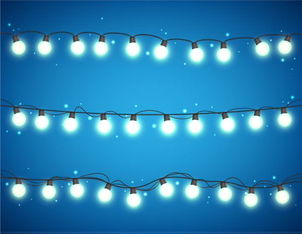 白色背景上的圣诞彩灯图片下载