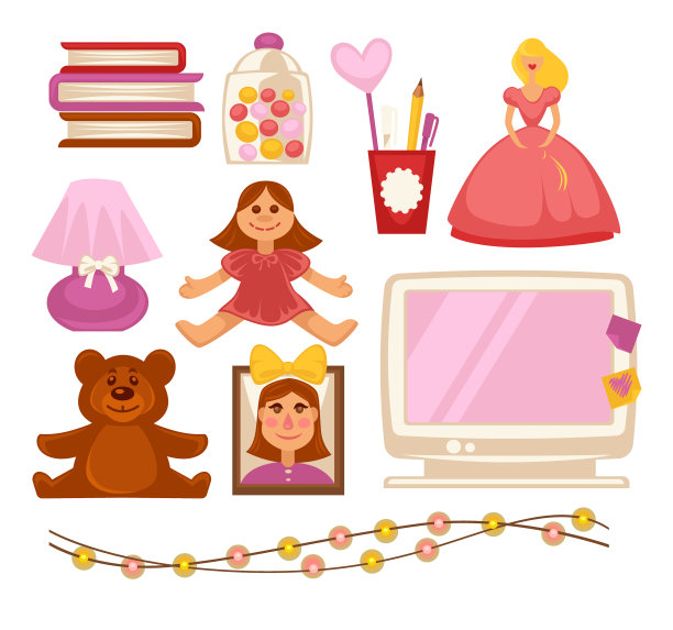 女孩儿童房玩具和电器公寓图片下载