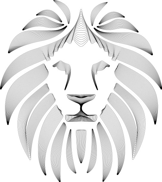 线性风格化的狮子黑白图形图片下载