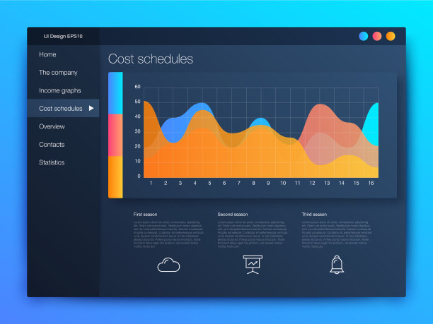 仪表板信息图表模板与现代的用户界面图片下载
