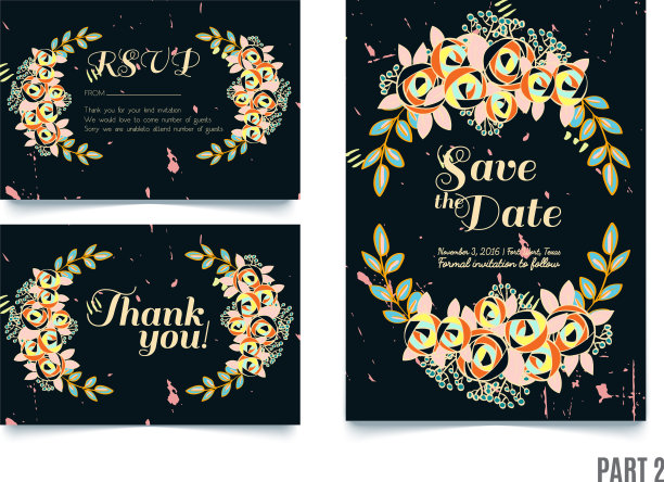 婚礼用的时尚玫瑰卡片挽救了日期图片下载