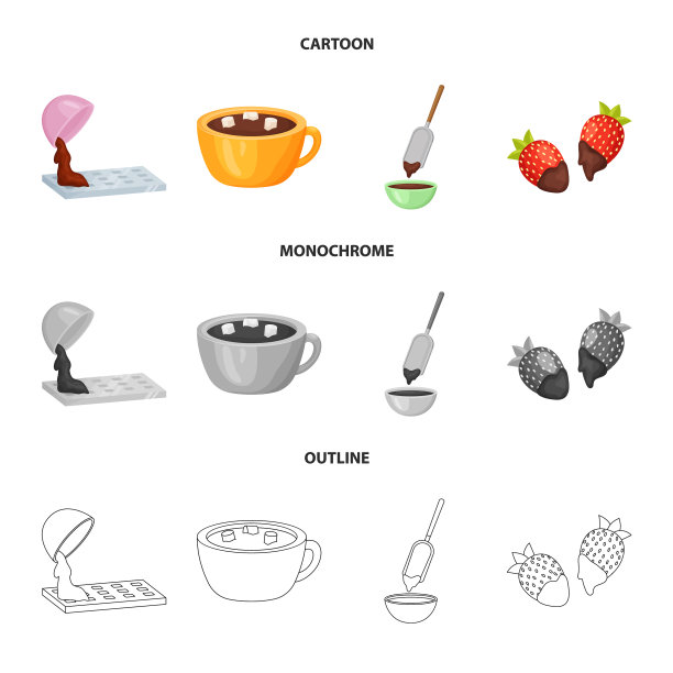 孤立对象的食物和美味的标志集图片下载