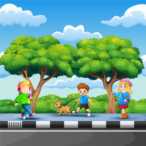 路边玩耍的孩子们图片下载