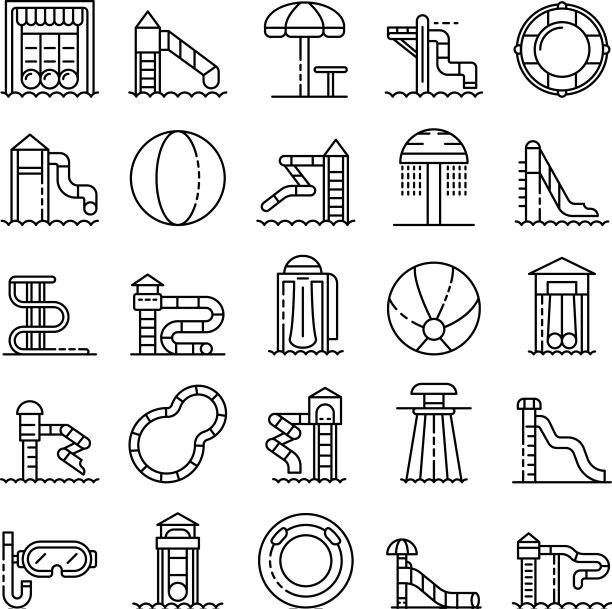 水上乐园图标设置轮廓风格图片下载