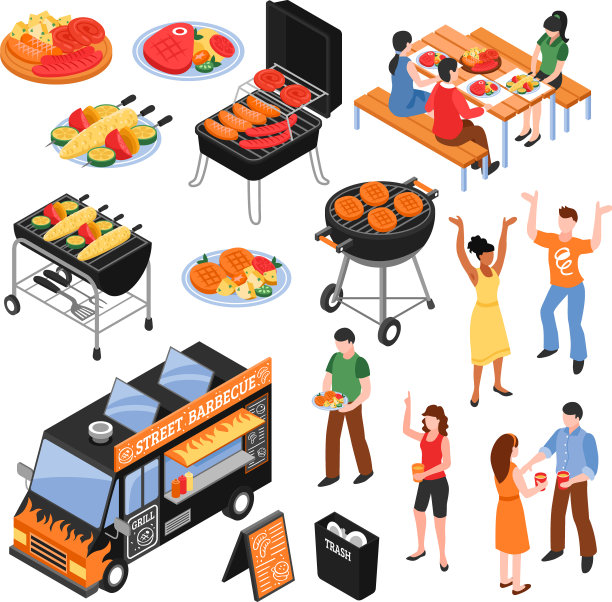 烧烤等距设置图片下载