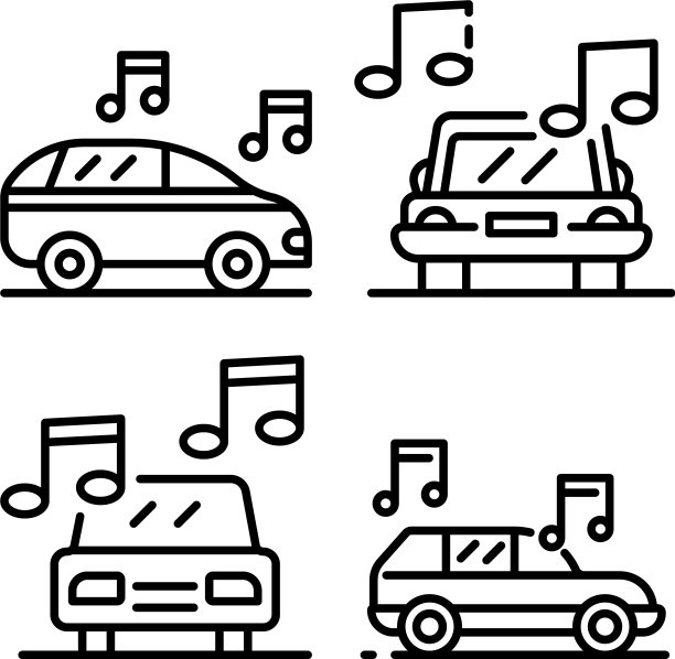 汽车音频图标设置轮廓风格图片下载