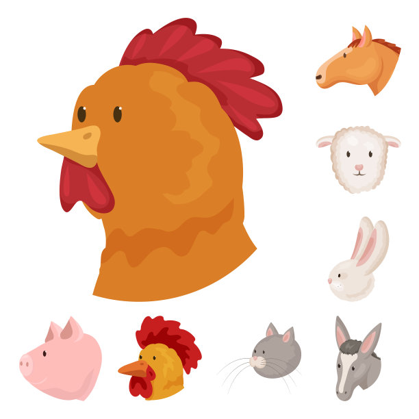 设计农场和头部符号集合图片下载