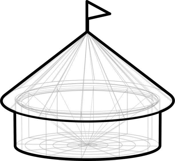线框形式的马戏团帐篷图片下载