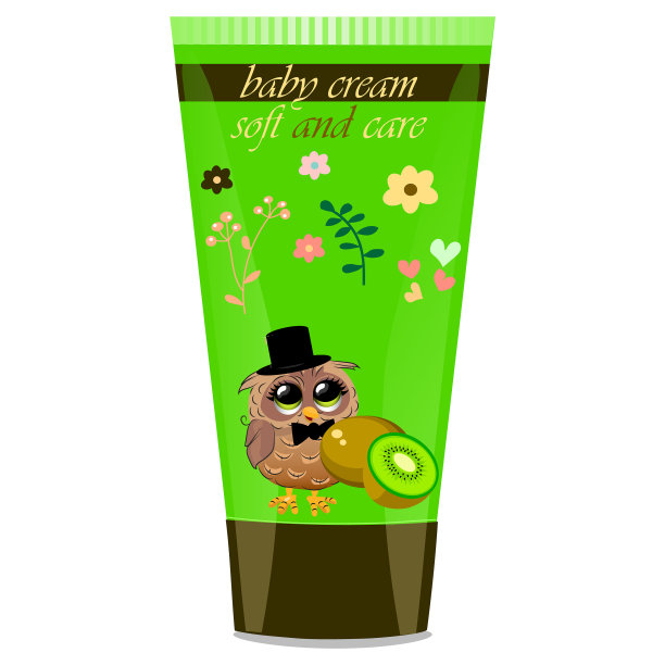 婴儿乳霜管与儿童设计图片下载