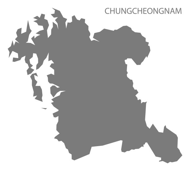 韩国忠清南地图灰色图片下载