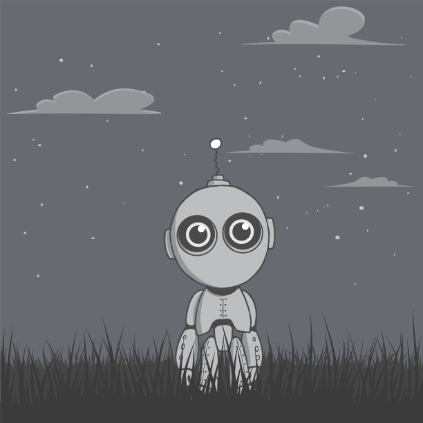 机器人站在夜场上图片下载