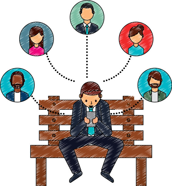 商人在长凳上使用智能手机图片下载