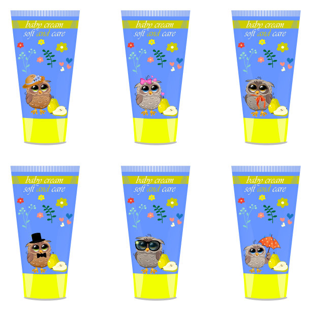 婴儿乳霜管与儿童设计图片下载