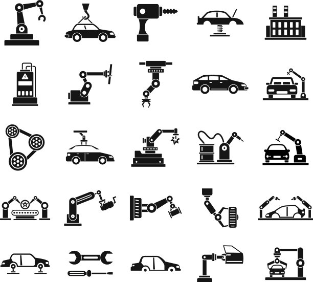 汽车工厂图标设置简单的风格图片下载