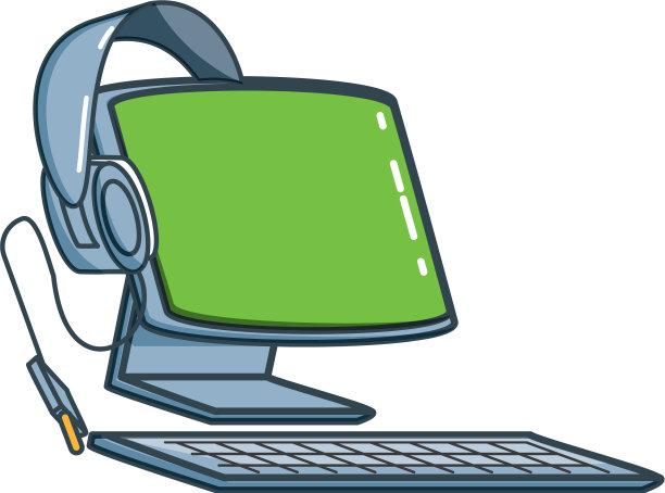 带耳机的台式电脑图片下载