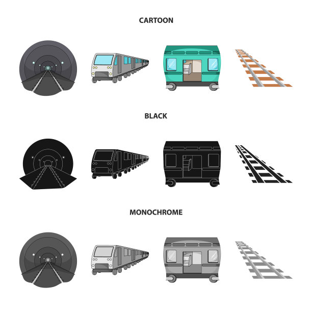 孤立对象铁路和列车标志集图片下载