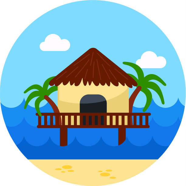 有棕榈树的平房是夏季度假的标志图片下载