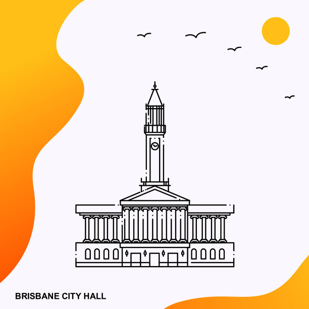 旅游布里斯班市政厅海报模板图片下载