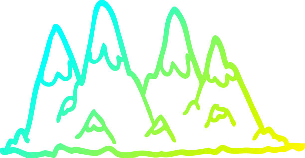 冷梯度线绘制卡通山脉图片下载