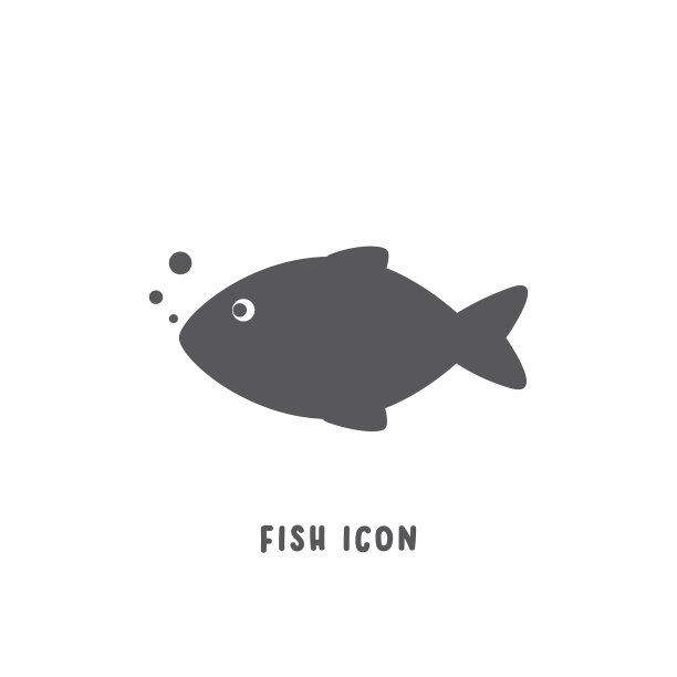 鱼的图标简单的平面风格图片下载
