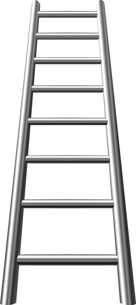 真实的金属楼梯在一个白色的背景图片下载