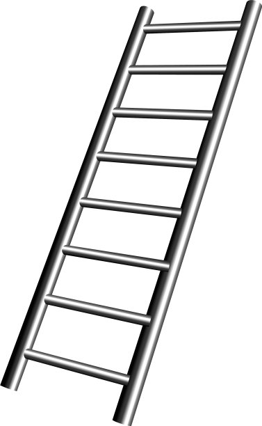 真实的金属楼梯在一个白色的背景图片下载