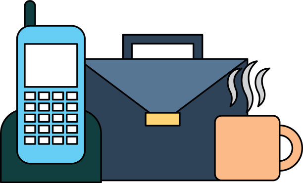 有手机和咖啡的公文包图片下载