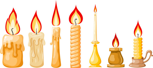 卡通蜡烛上的白色背景图片下载