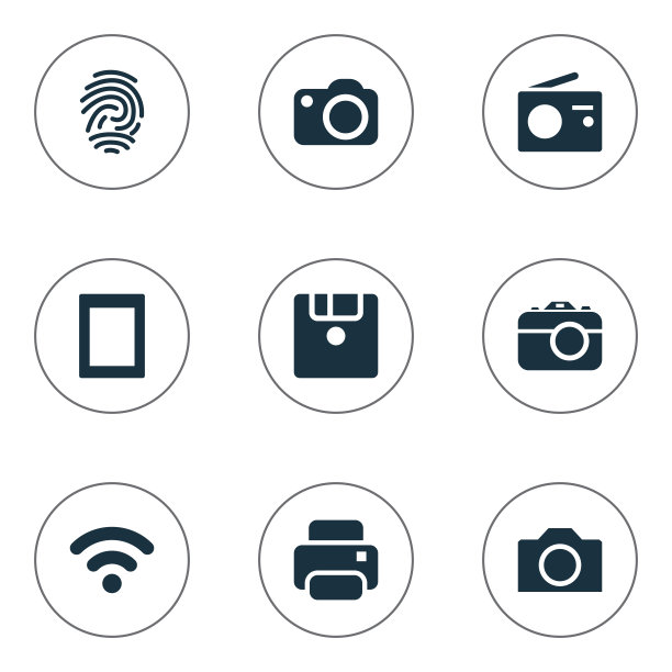 一组简单的硬件图标图片下载