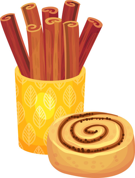 旁边的一个橙色杯子里放着肉桂棒图片下载