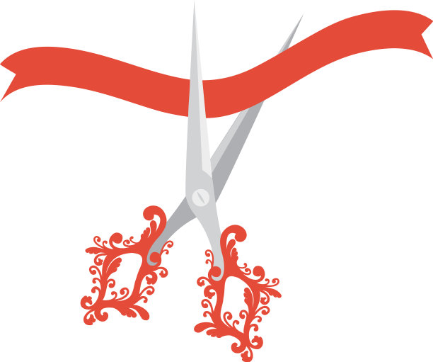 白色背景上的丝带剪刀图片下载