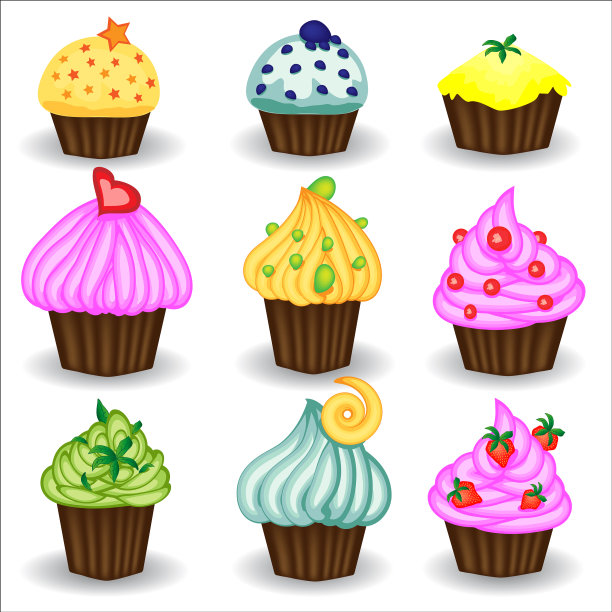 用彩色纸杯蛋糕装饰图片下载