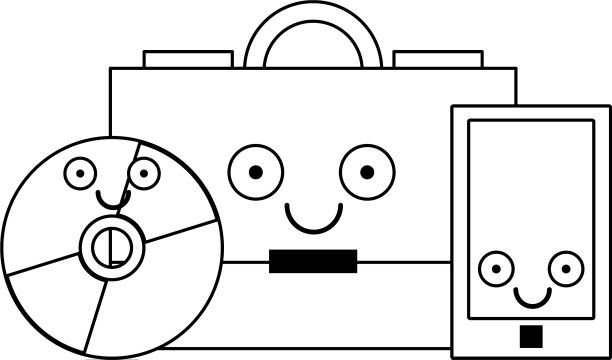 公文包和智能手机与光盘在黑色和图片下载