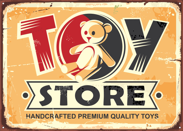 玩具店的老式金属标志图片下载