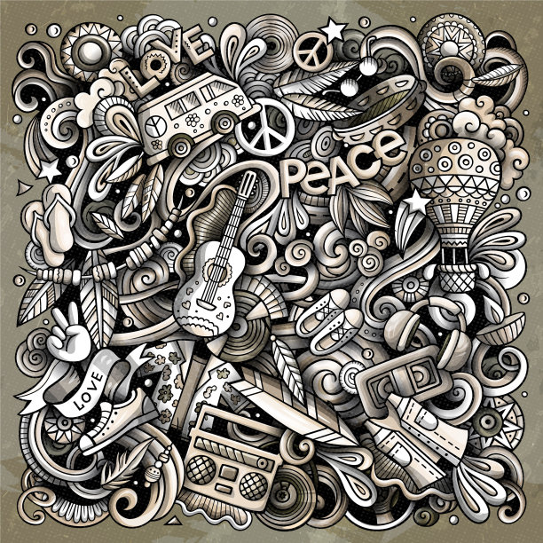 嬉皮士手绘涂鸦图片下载