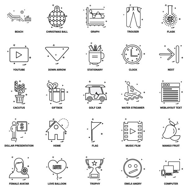 25个商业概念组合线图标集图片下载
