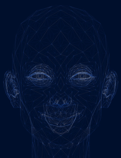 线框微笑女孩头3d图片下载