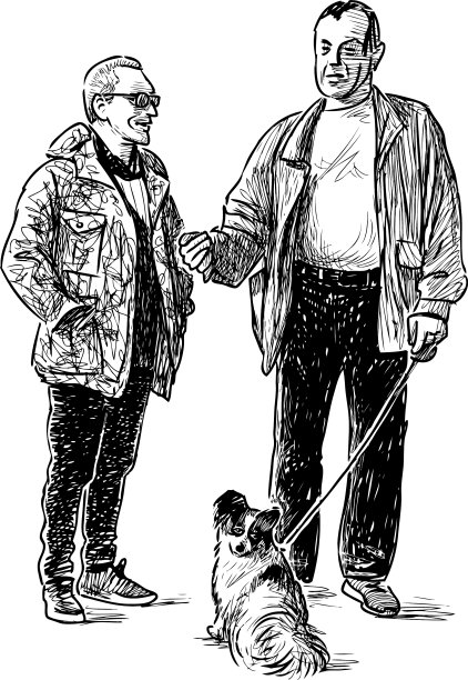 邻居们带着狗散步图片下载