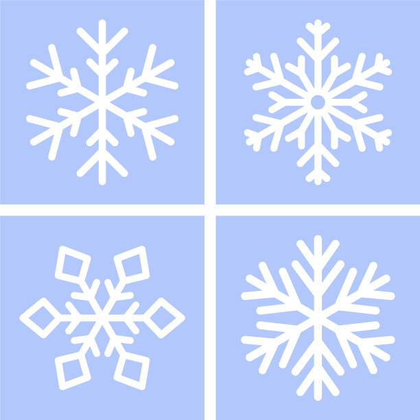 白色的雪花在蓝色的背景设置图片下载