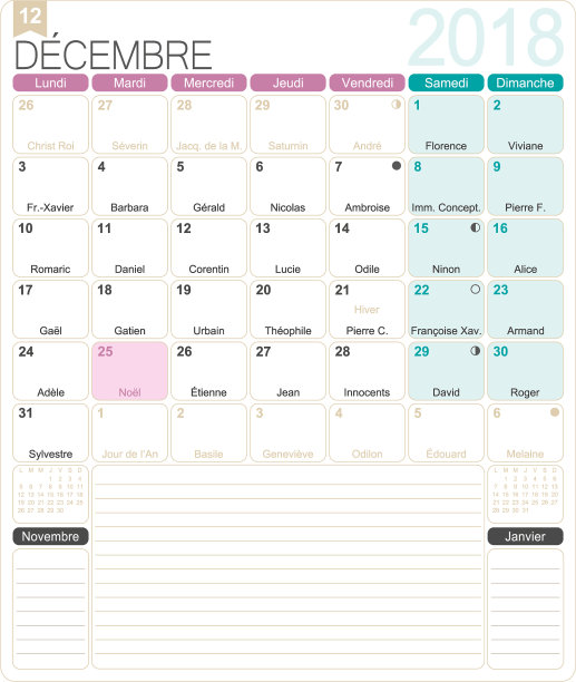 法国2018年日历图片下载