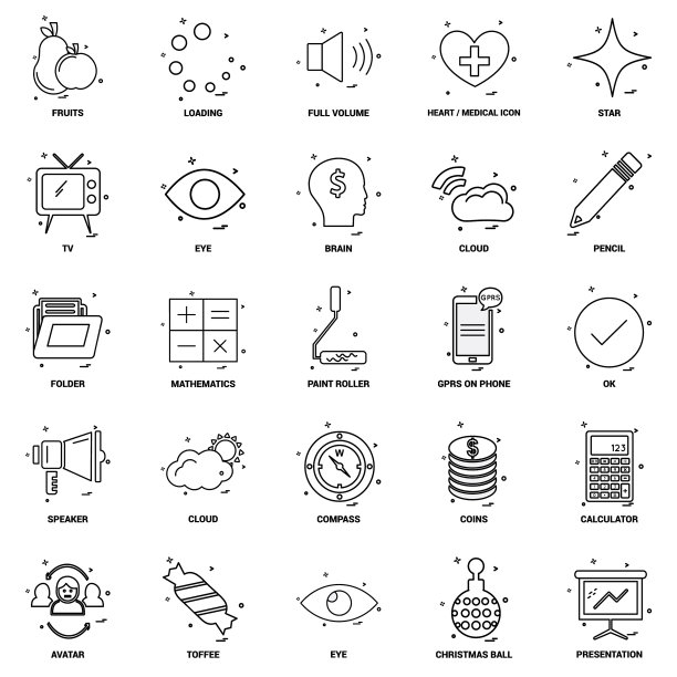 25个商业概念组合线图标集图片下载