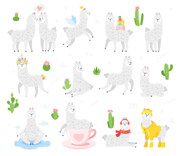 可爱的喇嘛羊驼动物图片下载